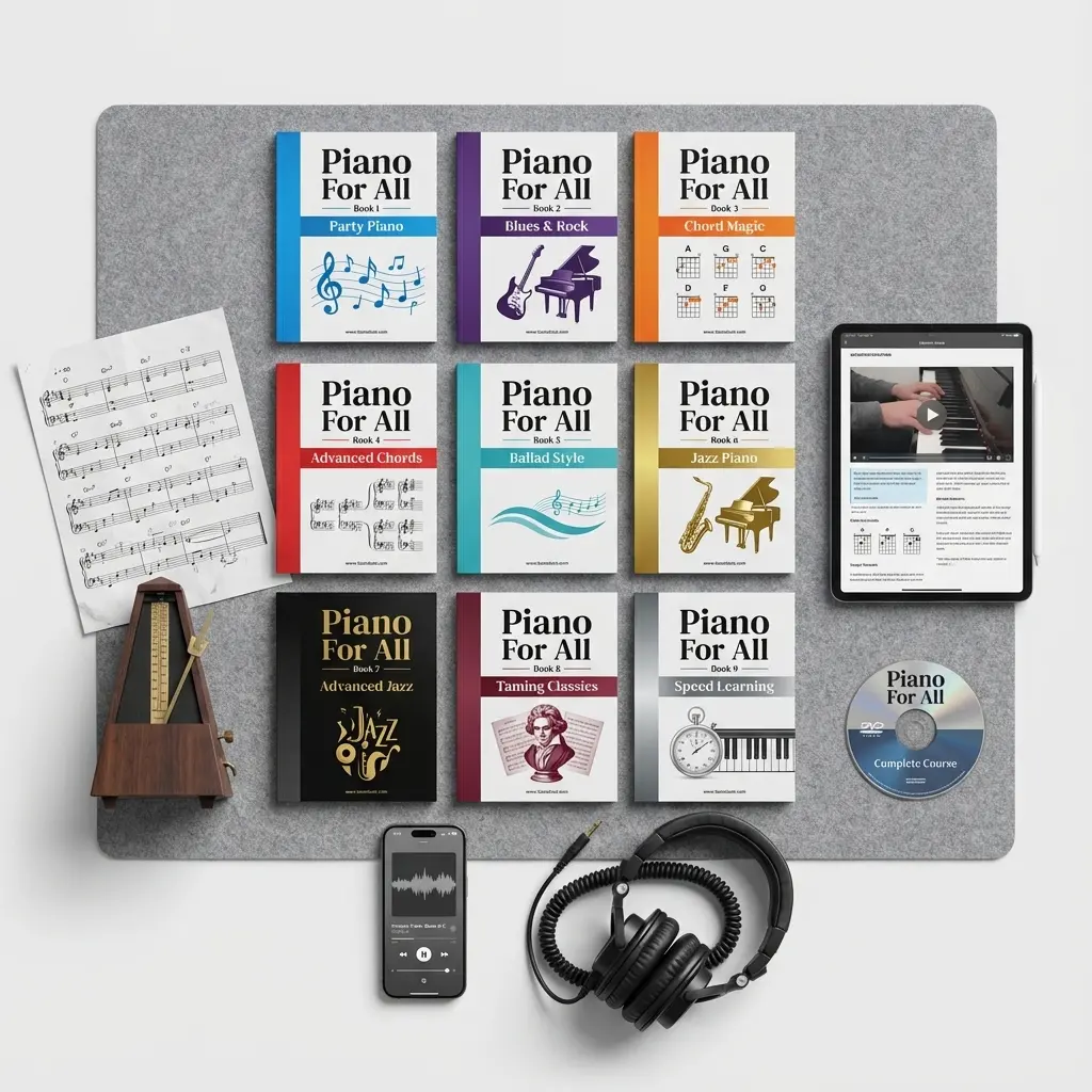 Piano For All Course Materials Flat Lay